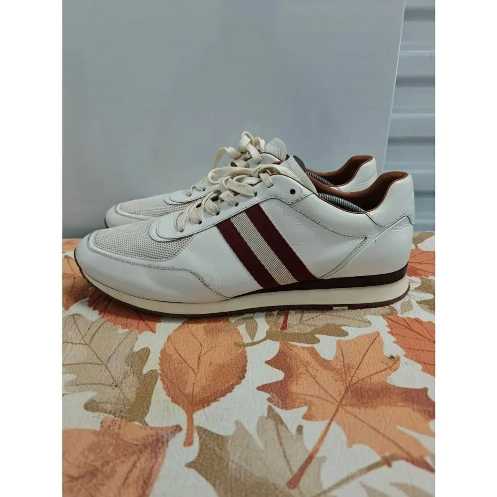 Bally Aston Suede Leather Running Sneaker Red Maroon Cream Men’s Size 13 Shoes